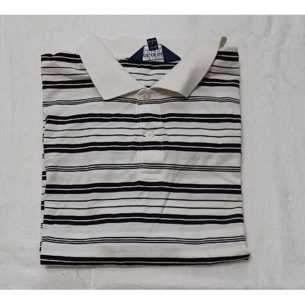 Polo Golf Ralph Lauren Mens XL Pima Cotton Striped Polo Shirt White Navy Blue